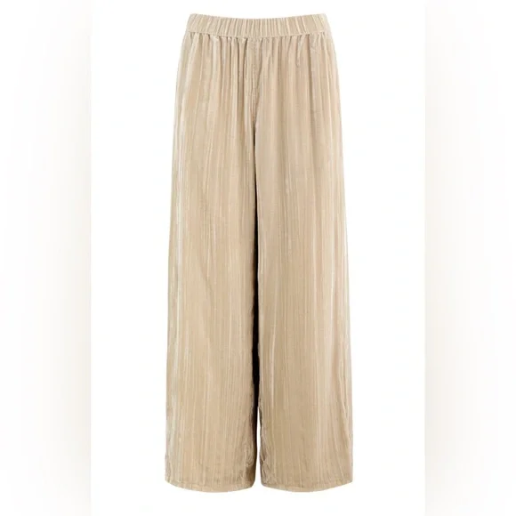 Tamara Mellon Elegant Cream Velvet Wide-Leg Pants - Picture 3 of 8